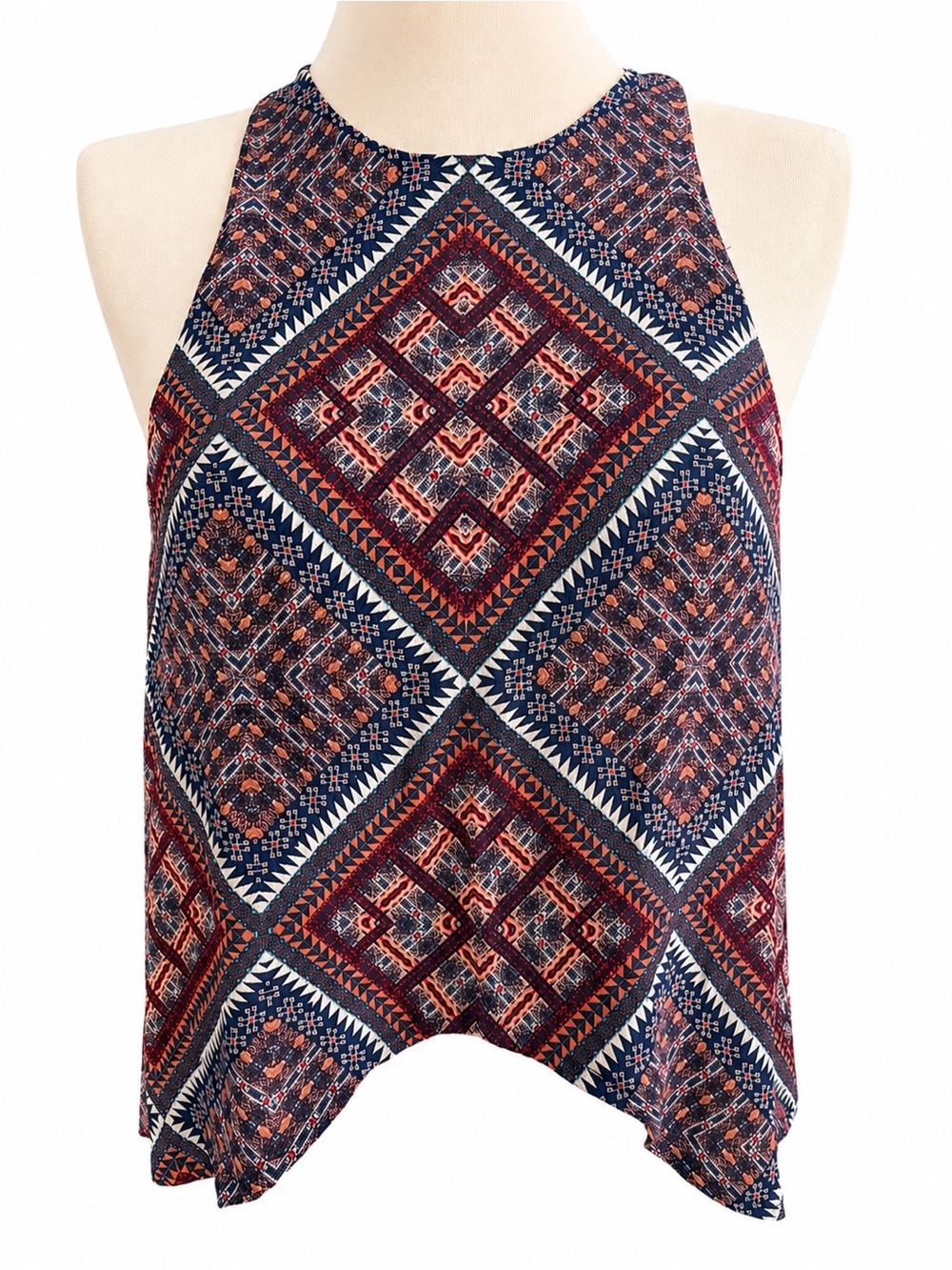 Boho Tribal Print Racerback Tank Top Festival Crop Size Large PacSun